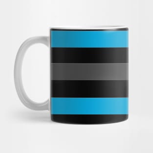 black, gray and blue stripes Mug